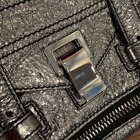 💕HP💕Proenza Schouler Mini PS1 Metallic silver Leather Crossbody Bag - Picture 8 of 16